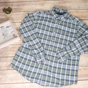 Nautica Plaid Shirt Button L Men Fit Sleeve Classi
